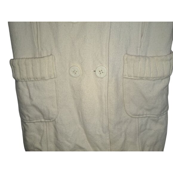 5.7.9. Womens Ivory Wool Blend Button Coast Medium Chic and Cozy - Picture 4 of 9